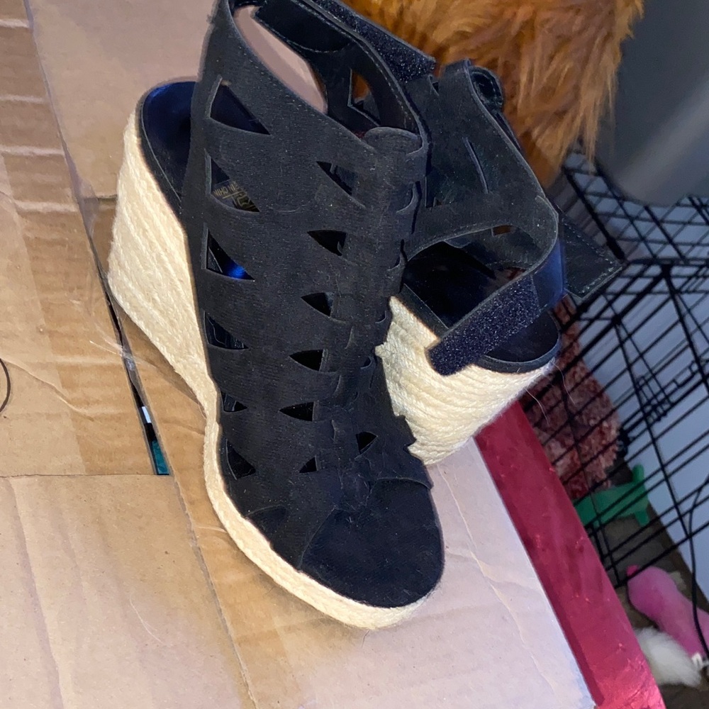 Black Wedge Sandals